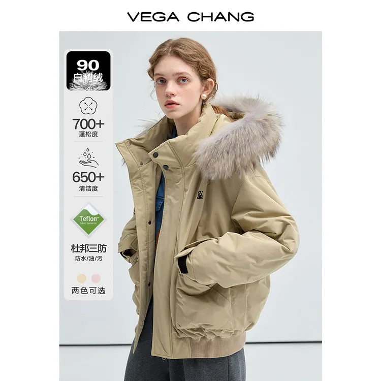 VEGA CHANG【秋冬羽绒服】三防羽绒服貉子毛领保暖0010LT
