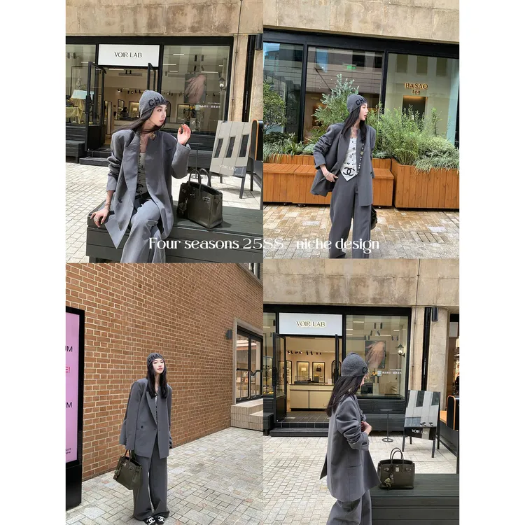 区区欧阳 垫肩西装外套女秋季新款设计感小众休闲宽松高级感西服