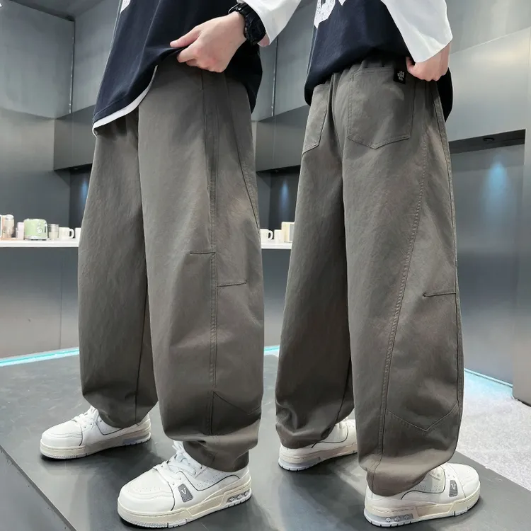 男童秋季长裤儿童弯刀裤运动宽松直筒春秋款2025新款大童秋装裤子
