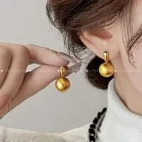 合金耳饰 简约水滴圆球拉丝耳钉轻奢气质耳饰女 EH 071