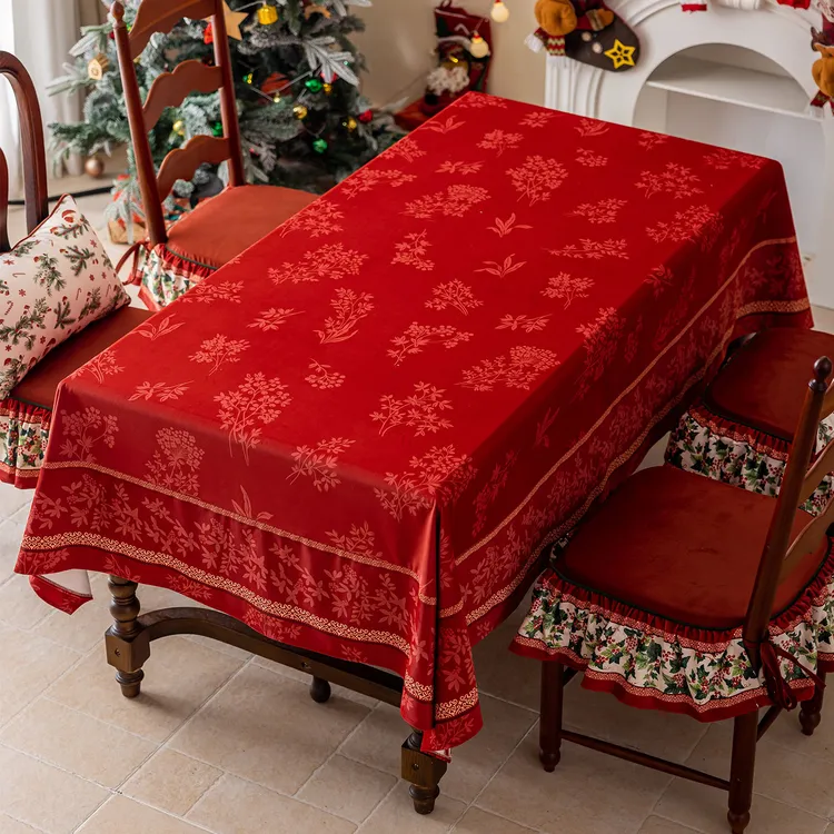 【店铺推荐】餐桌布防水节日喜庆长方形红色结婚喜庆装饰遮盖布高端