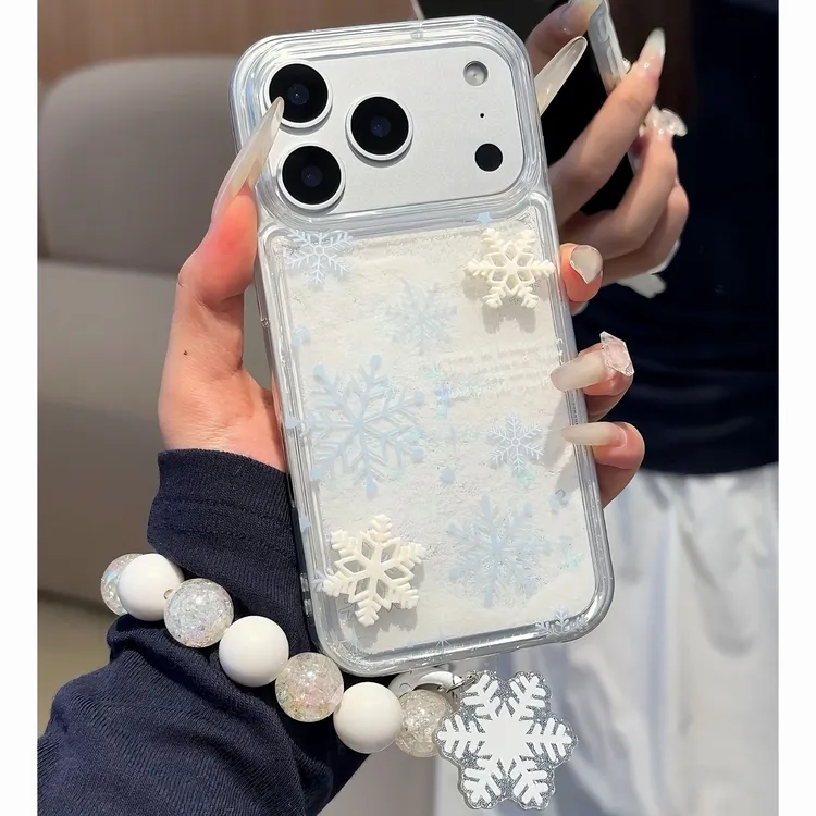 氛围感冬日雪花适用iPhone16苹果13流沙手机壳华为vivo小米15oppo