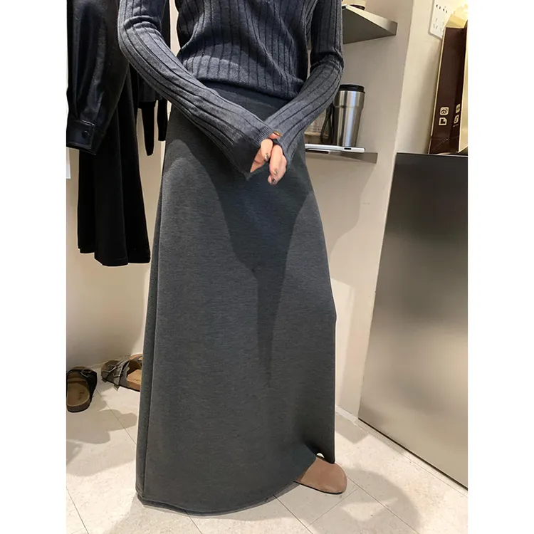 韩系经典百搭基础简约直筒裙女秋季新款宽松垂感显瘦舒适长裙子
