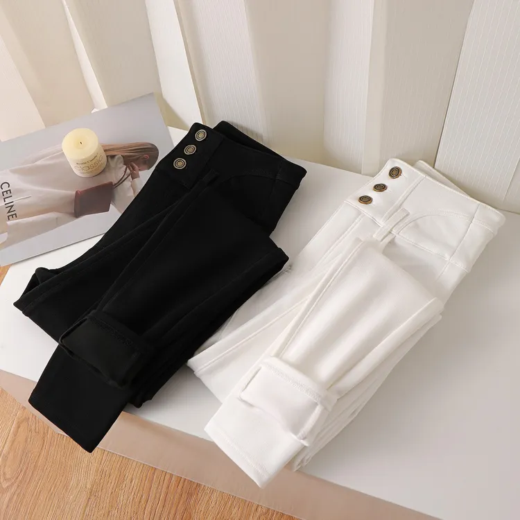 冬季加绒牛仔裤女小脚新款高腰修身显瘦保暖休闲铅笔靴裤