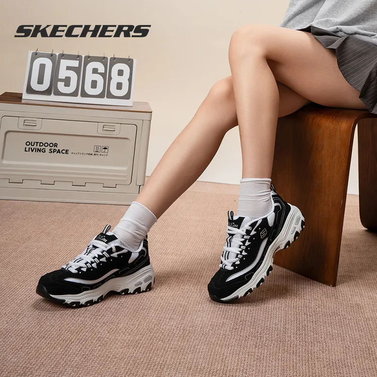 【专柜款】斯凯奇黑白经典一代熊猫鞋女鞋厚底老爹鞋秋冬运动休闲鞋