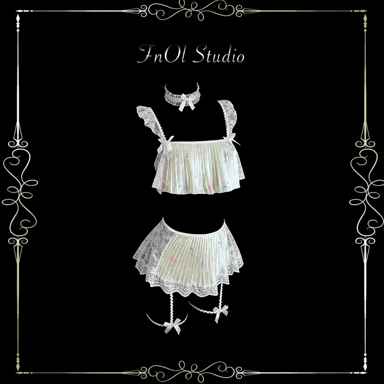 「FnOl Studio」春日梦 纯欲风蕾丝碎花吊带缎面套装高级感家居服女
