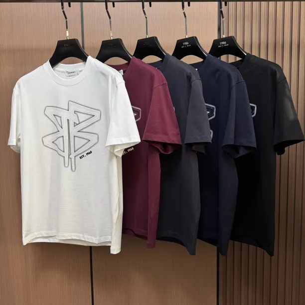 【3D立体水钻短袖】25新款7511男士潮流大标长绒棉微阔短袖