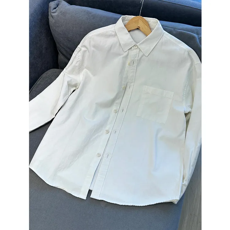 纯棉白色衬衫男款春装长袖上衣设计感小众休闲外套春秋季内搭叠穿