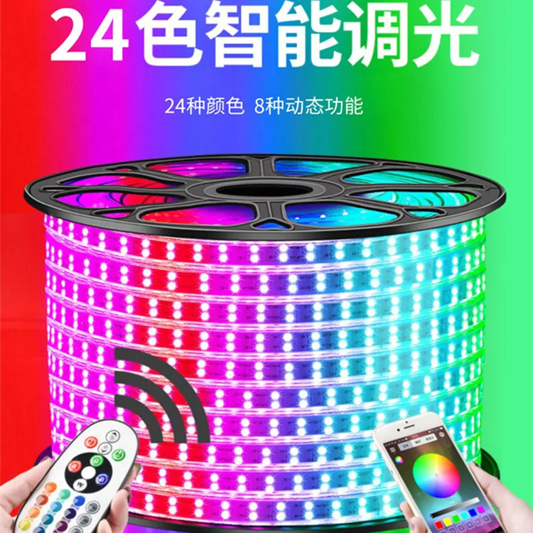 RGB变色灯带220v五颜六色七彩自动变光防水灯带家用室内户外灯条