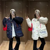 YDFSTUDIO小众【甜酷美高】欧货早秋重磅重工刺绣撞色设计棉服外套