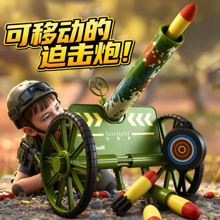 小学生生日礼物仿真坦克迫击炮软弹枪炮电动榴弹炮发射车模型男孩