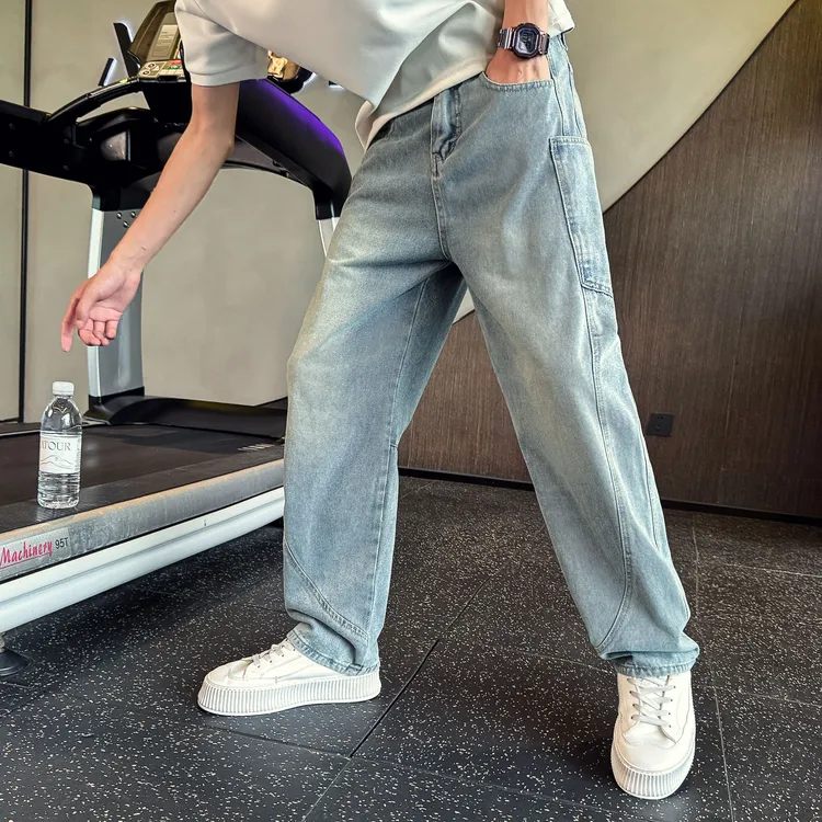 潮牌工装牛仔裤男士夏季薄款直筒男裤2025新款裤子春秋季男休闲裤