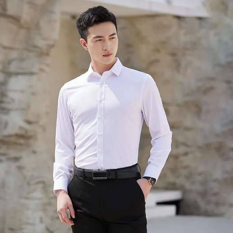 秋季商务男士竹纤维衬衫长袖2025年流行夏季方领休闲男