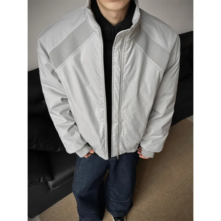 潮牌美式解构立领棒球服棉衣加厚冬季男秋冬中性风保暖棉服