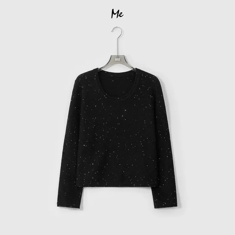 ME【闪闪繁星】阿拉善山羊绒混纺满天星V领时尚百搭毛衣MESA5724