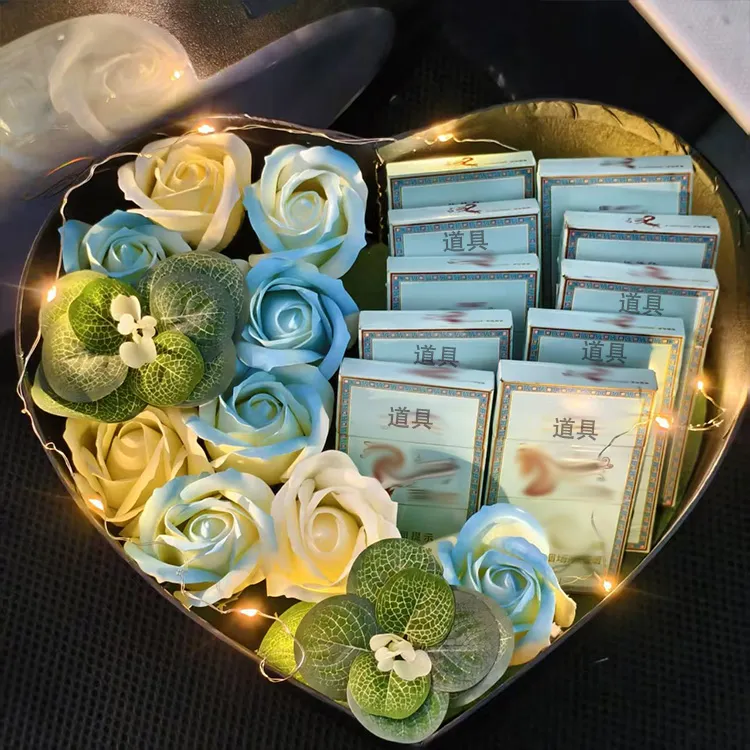 情人节礼物成品玫瑰干花装烟圆形成品花束送男朋友老公生日礼物