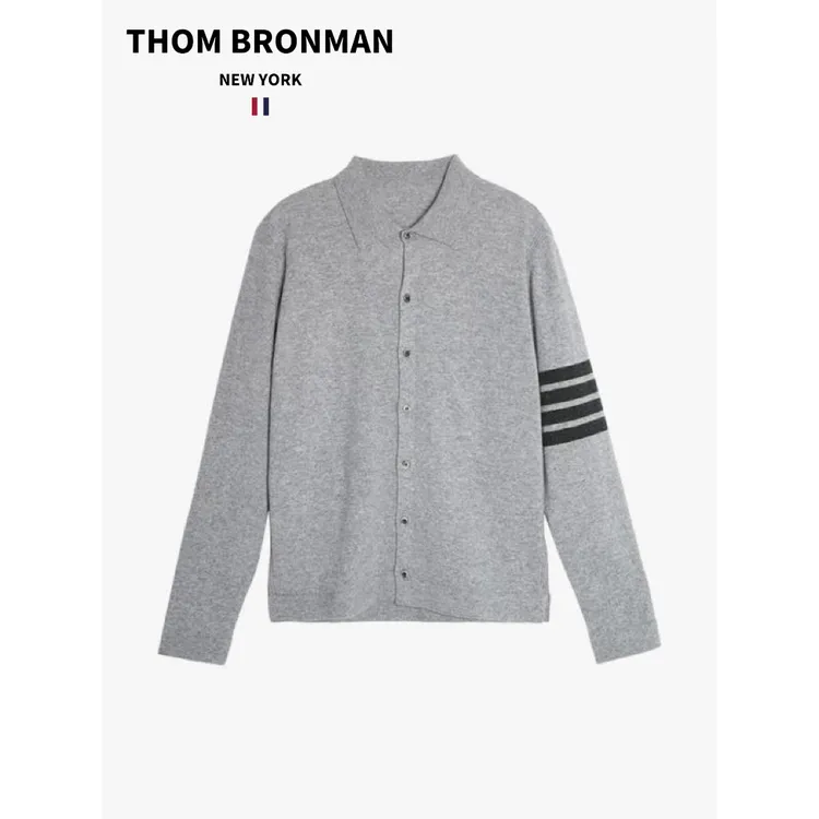TB【官方正品】THOM BRONMAN汤姆布郎100羊毛针织开衫Polo领外套男