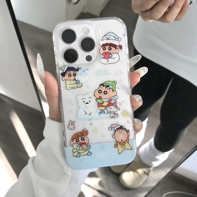 可爱圆边雪地小新适用苹果17promax手机壳16Pro防摔少女心15/14壳