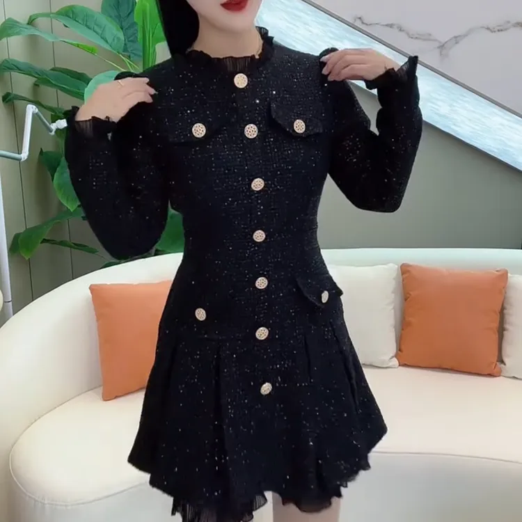 秋季洋气宽松显瘦百搭气质法式连衣裙女