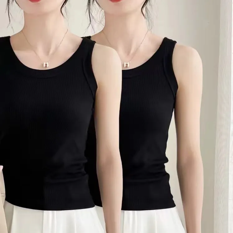 针织螺纹吊带背心女夏薄款修身内搭防走光打底衫显瘦外穿无袖上衣