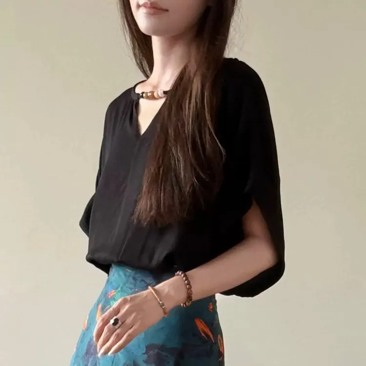 现货清棉绸背心木耳边T恤女夏季新款宽松大码百搭半袖人造棉上衣