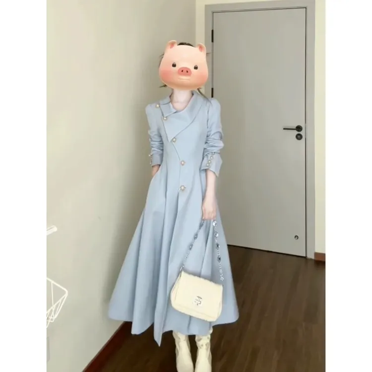 法式复古收腰长袖风衣外套女2025入秋穿搭一整套优雅气质长款大衣