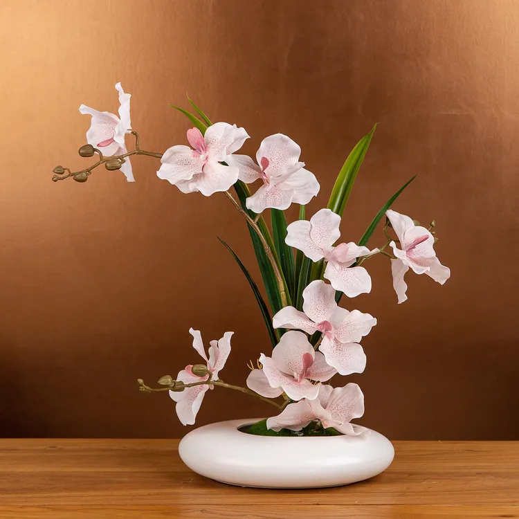 高档手感胶仿真蝴蝶兰花盆景现代简约客厅餐桌电视柜装饰假花摆件