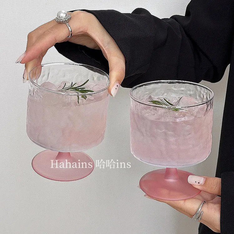 小众中古高脚杯ins风冷萃杯冰美式咖啡杯微醺酒杯果汁杯饮品杯子