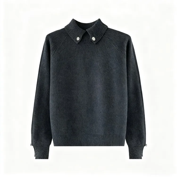 高级感翻领毛衣针织衫女2025新款爆款秋冬时尚洋气百搭毛衣