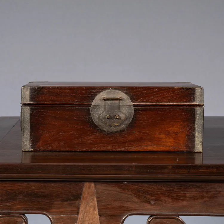 清 黄花梨铜包角文房箱古董收藏