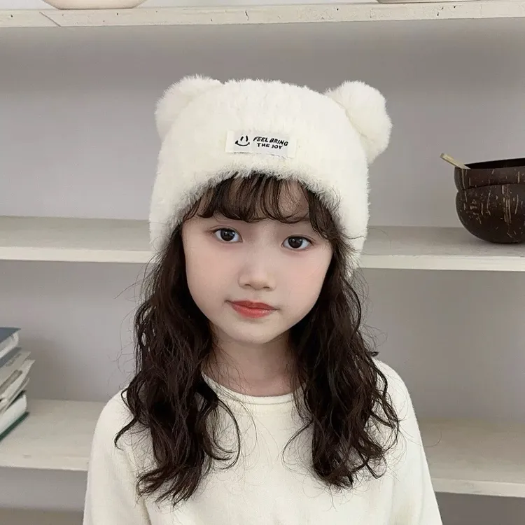 儿童帽子秋冬季女童毛线帽冬季保暖加厚可爱女宝宝护耳冒2025新款