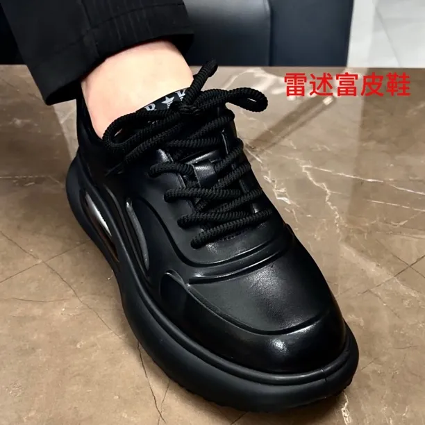 雷述富运动休闲鞋休闲皮鞋透气气垫增高减震男款男士时尚耐磨系带