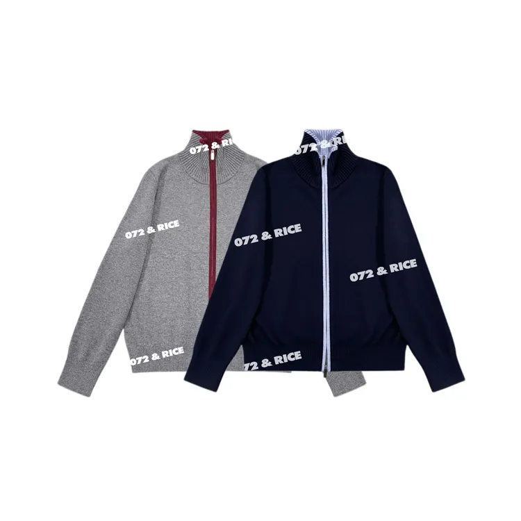 072 & RICE【海岸线】100绵羊毛 秋冬休闲拉链针织开衫 A-32MT023