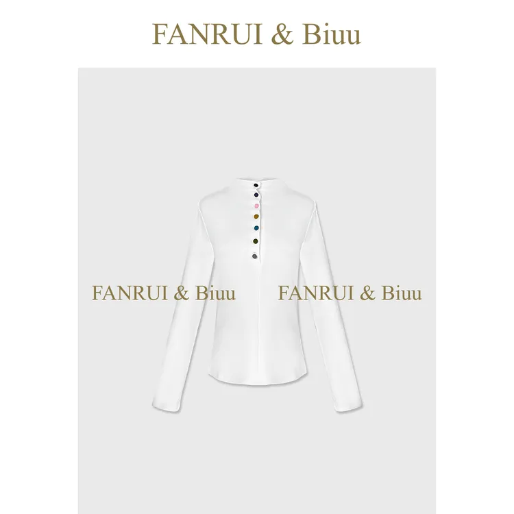 FANRUI/泛芮「长夜未央 」彩扣半高领时髦洋气减龄打底上衣B19641