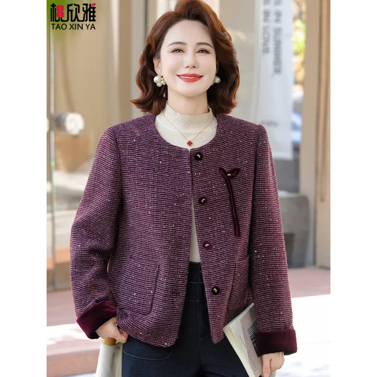妈妈秋装外套贵夫人新中式国风上衣洋气高端中老年女装春秋夹克衫