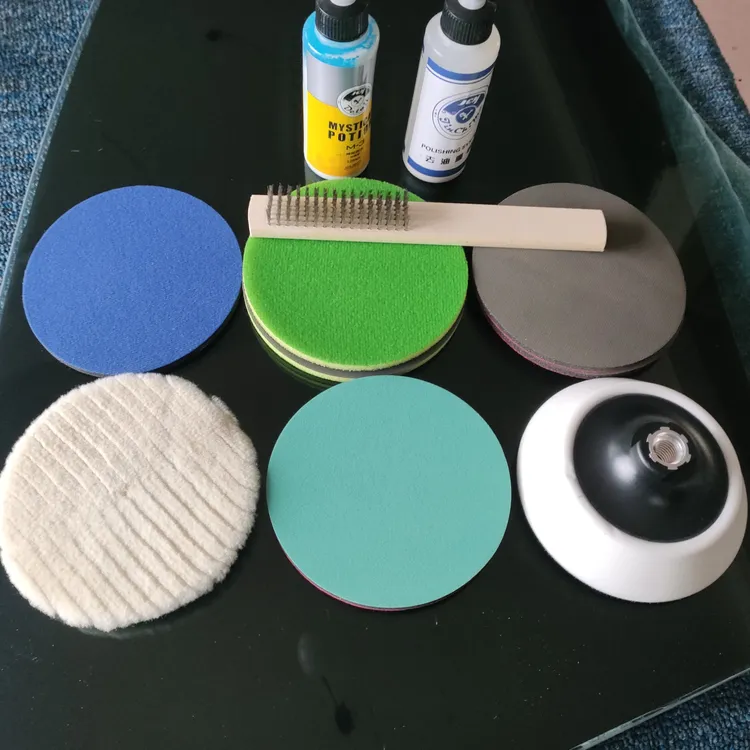 5寸前挡玻璃、车门玻璃划痕打磨套装（粗1，细3，羊毛1，还原1，白托1)。