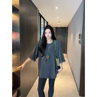  Xiaix【宽松简约】微胖大码MM气质显瘦圆领八分袖T恤TX251003