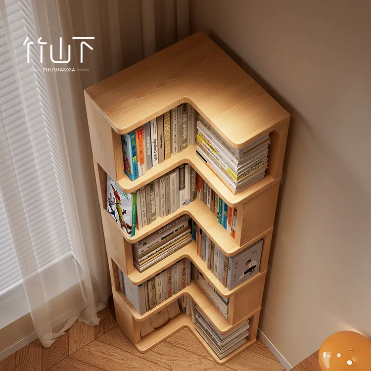 实木书架家用靠墙一体书柜书本收纳置物架收纳柜储物柜多层文件柜