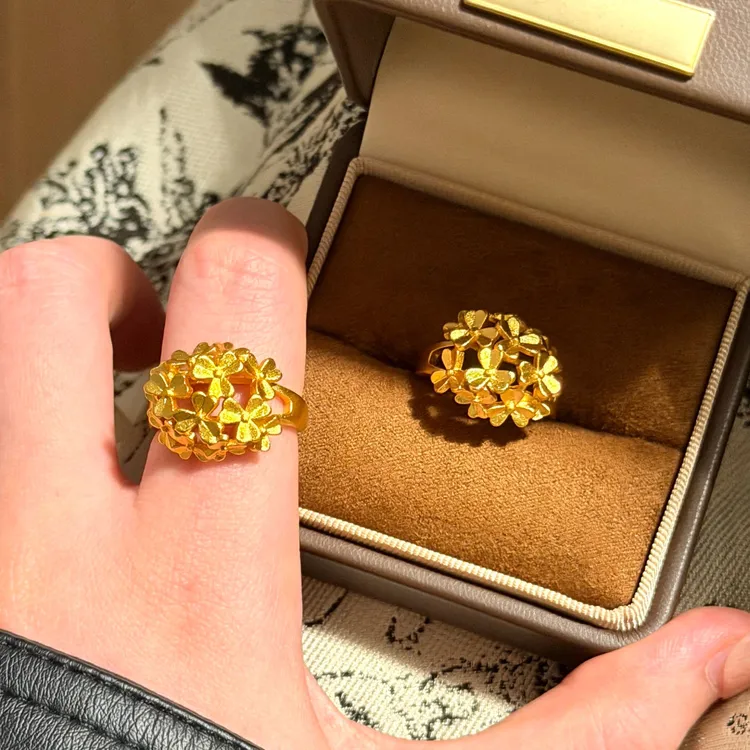 铜合金戒指 三叶似锦戒指 · 新中式轻奢繁花绣球花卉戒子百搭指环