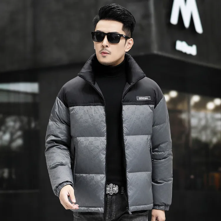 冬季新款男士高档鹅绒短款羽绒服加厚保暖立领潮流中青年时尚外套