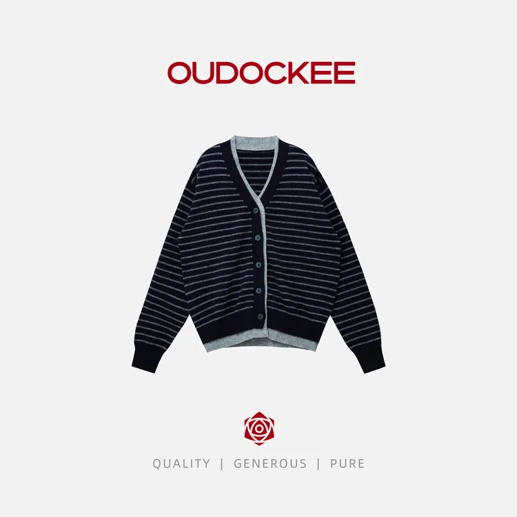OUDOCKEE 鸥鸥【江南】韩版高级感V领毛针织开衫外套 MACY766T