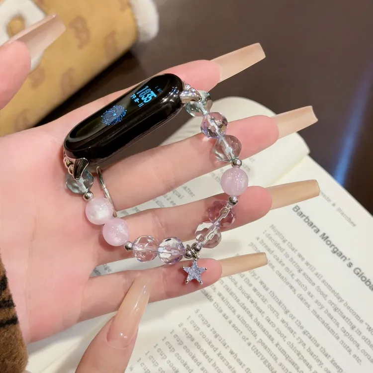 古序DIY手串式表带高弹力全适配小米手环OPPO女手表防汗盘玩神器 