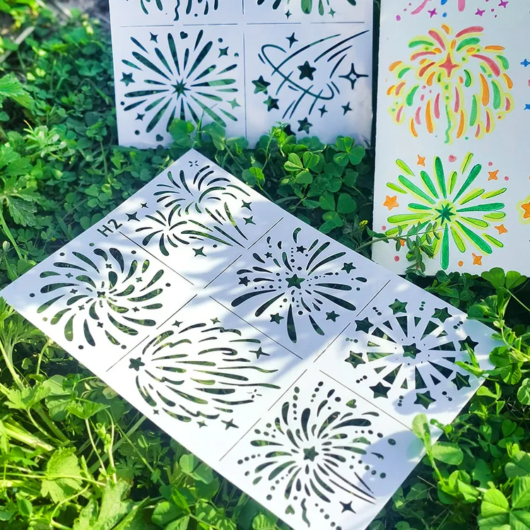  烟花星河镂空画画模板手账本手抄报diy风琴本节日礼品涂鸦彩绘