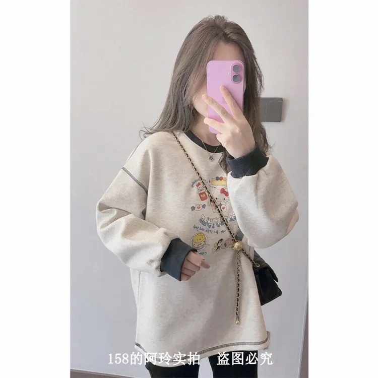 【阿玲实拍】圆领T恤女2025秋季新款宽松套头短袖减龄百搭休闲风