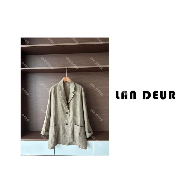 JIUJIU【休眠梦境】100%亚麻宽松韩版老钱风简约舒适轻薄西装上衣女