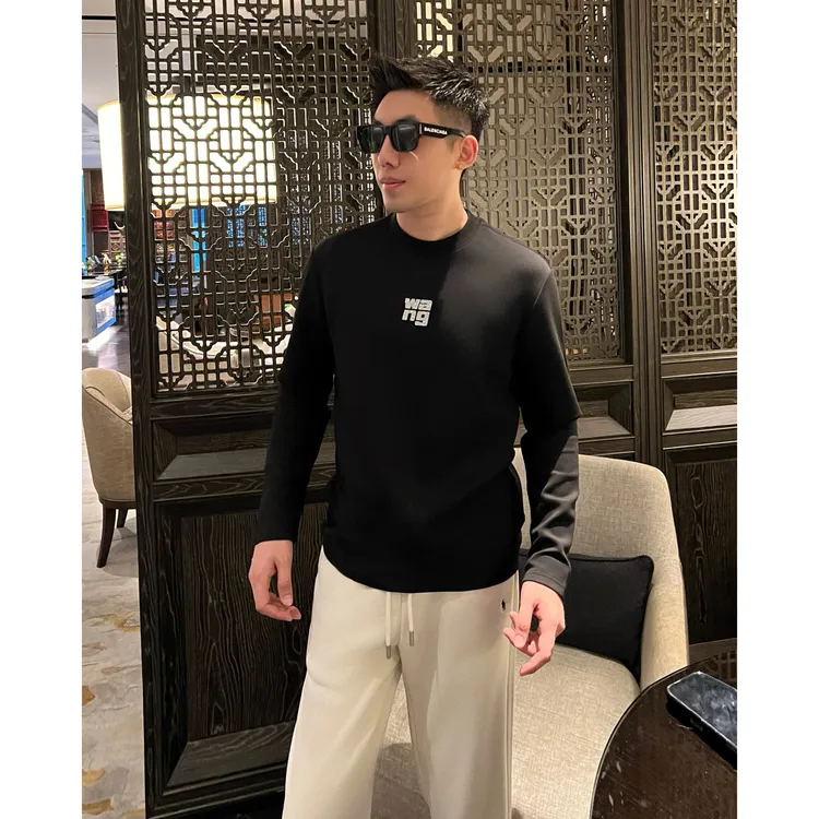 【闪粉打底】痞帅男装圆领莫代尔打底上衣半高领长袖T恤李查德