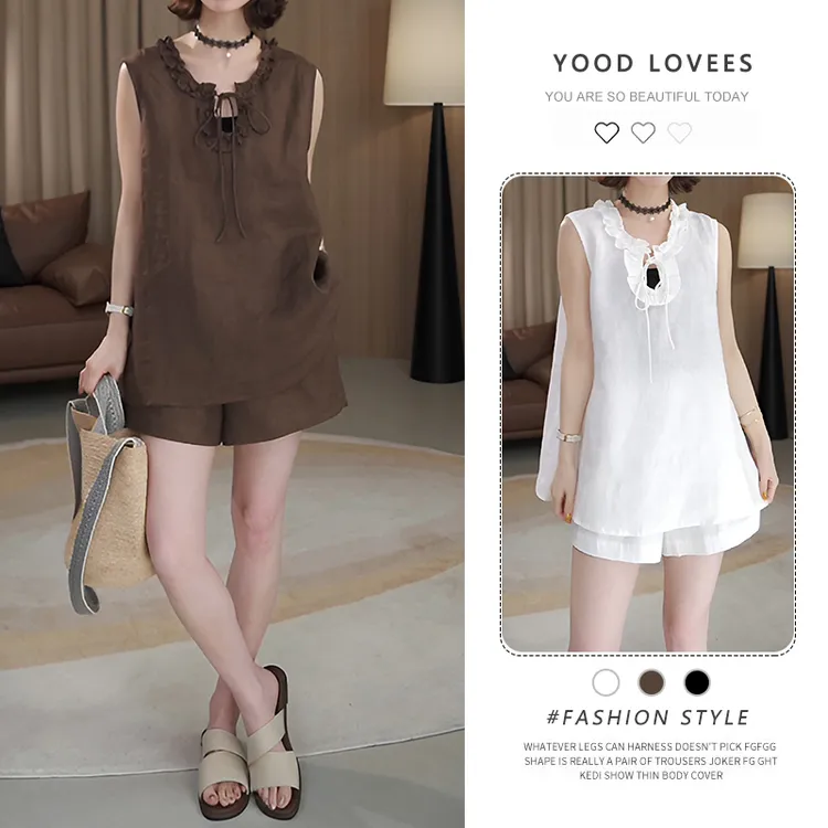 轻熟风穿搭休闲薄款马甲时尚套装女夏新款小个子显瘦短裤两件套