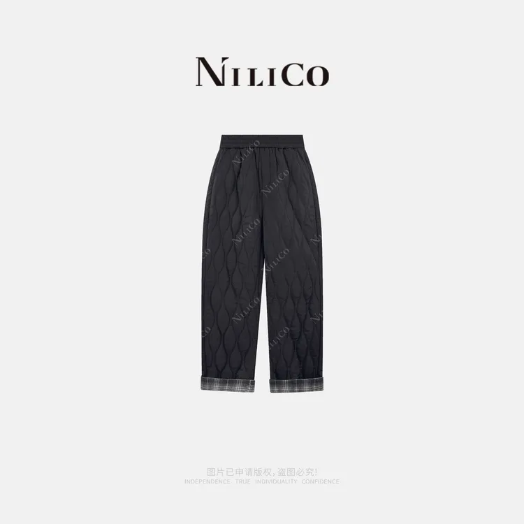 NILICO【零压力】加厚百搭宽松显瘦撞色保暖休闲棉裤