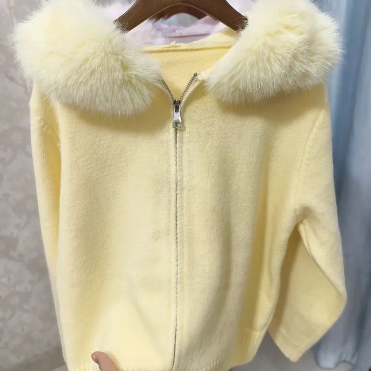 可拆卸大毛领毛衣外套女上衣修身2025秋冬新款时尚高级感针织开衫