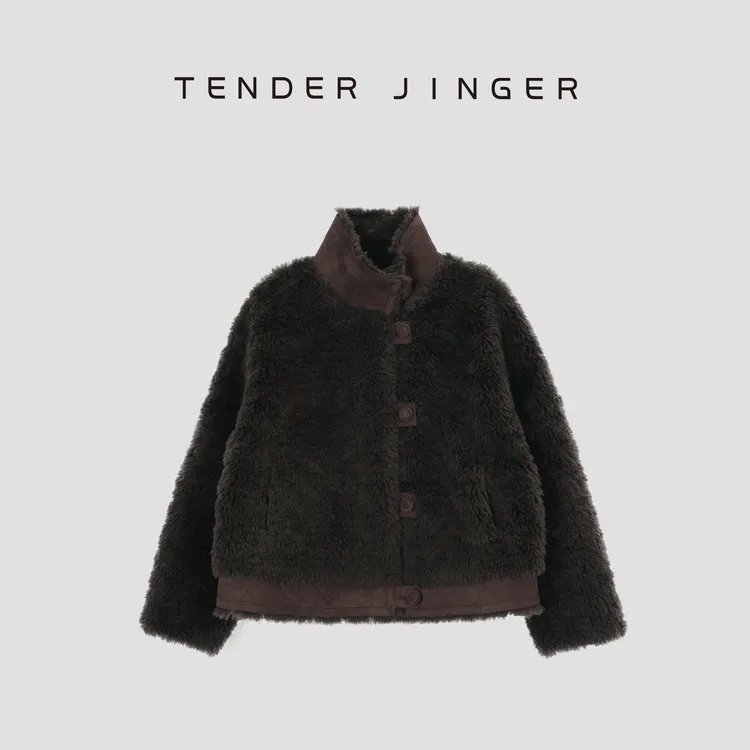 Tender Jinger【黑标】立领两面穿羊毛绒外套T44XLK79895